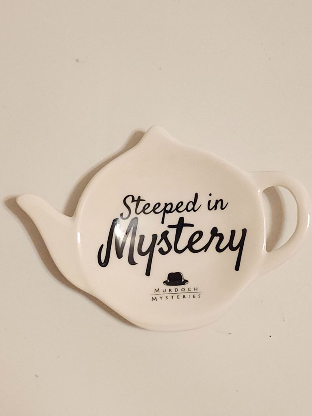 MURDOCH MYSTERIES Steeped in Mystery Spoon Rest Tea Bag Holder Teapot Shaped